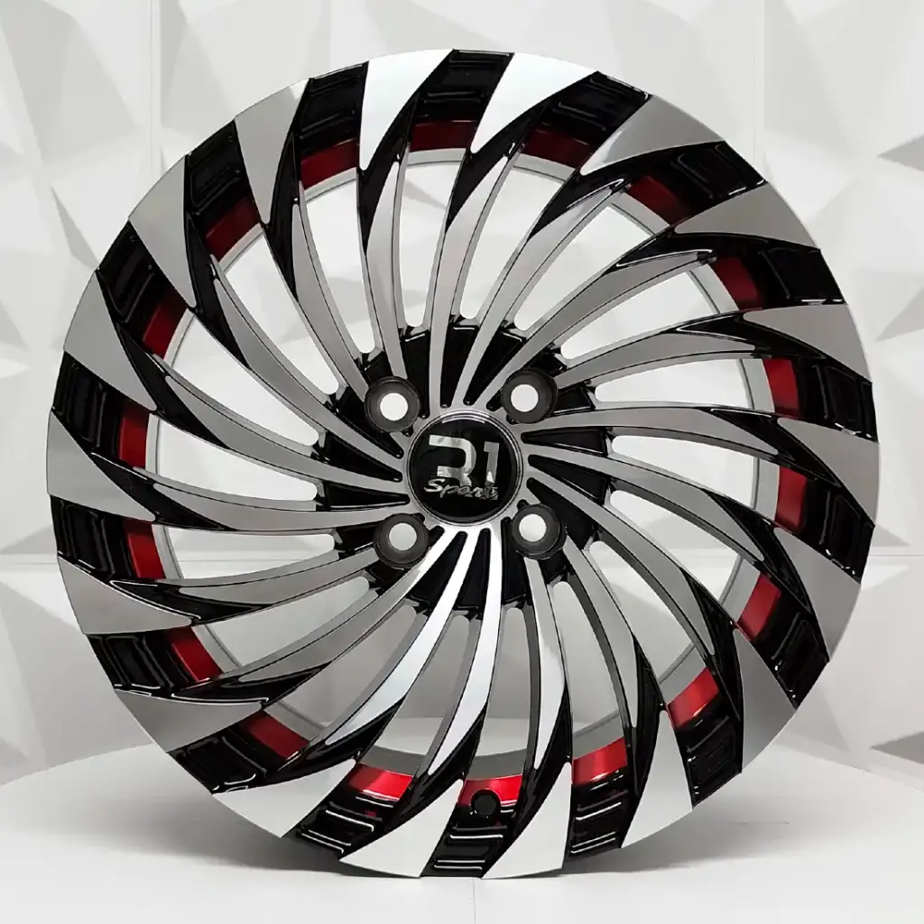 RIN 15X6.5 4-100 R1 SPORT RGW2658 BLACK MF+RED UNDERCUT ET35 CB73.1