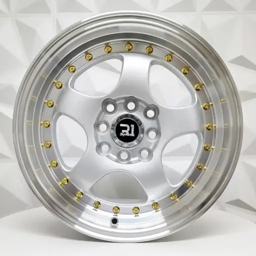 [151221F] RIN 15X7 5-100 R1 SPORT 1064 SILVER MI GOLD RIVETS ET30 CB73.1